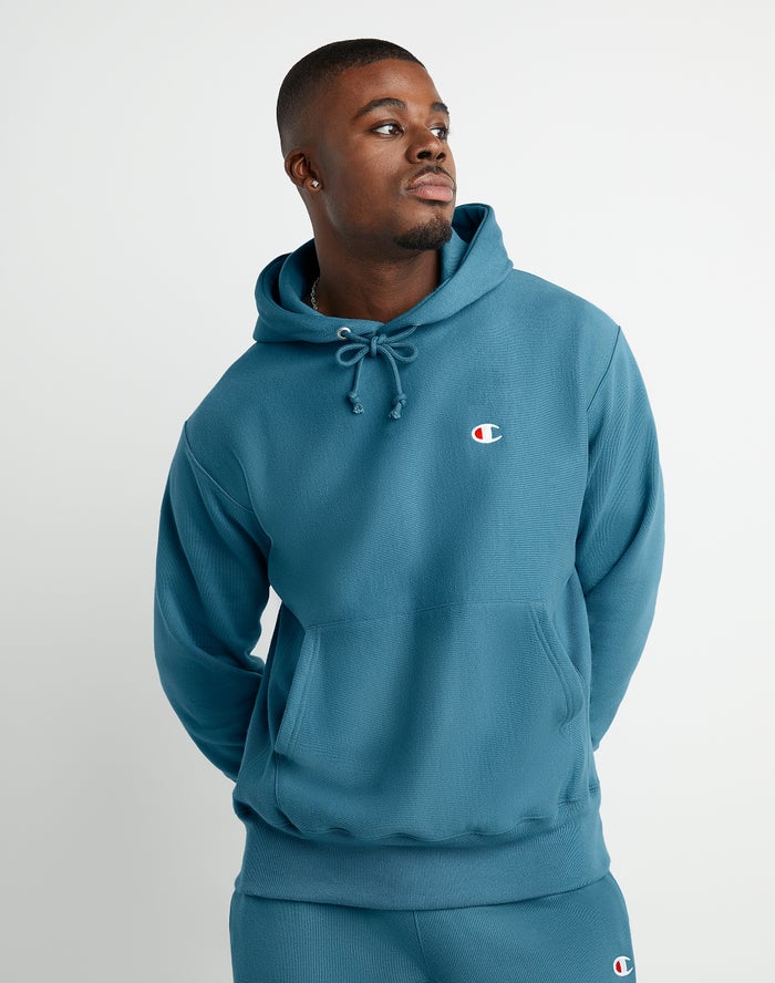 Champion Hoodie Heren - Blauw - Reverse Weave C Logo ( 784501-VTF )